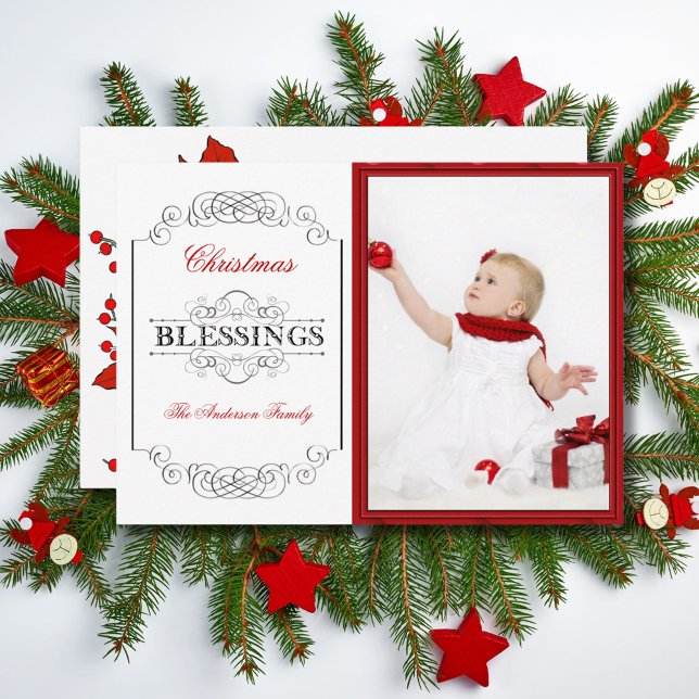 Tarjeta Festiva Cita de bendición para Navidades de marco rojo de  (Subido por el creador)
