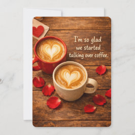 Tarjeta Festiva Cita de café acogedora primer día de San Valentín