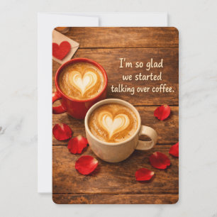 Tarjeta Festiva Cita de café acogedora primer día de San Valentín