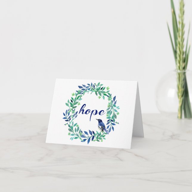 Tarjeta Festiva Cita de la "esperanza" con el pájaro y la (Anverso)