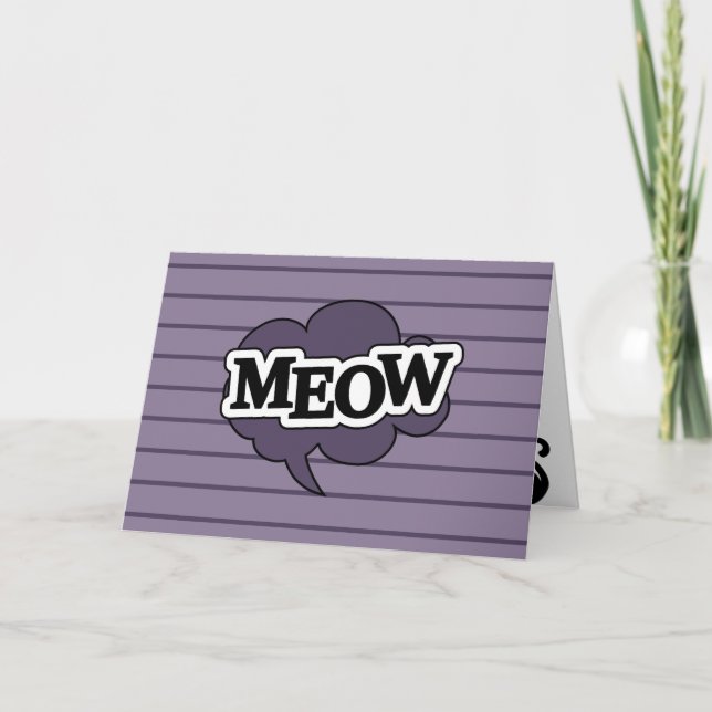 Tarjeta Festiva Cita de miau de gato negro, lindo diseño de hallow (Anverso)