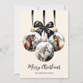 Tarjeta Festiva Cita de Navidades negros y dorados de caballos