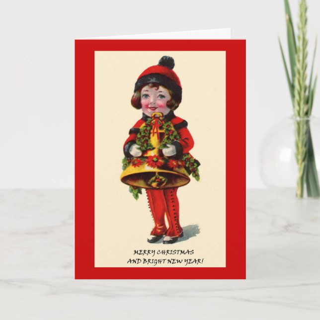 Tarjeta Festiva Cita de nombres personalizados de Bell de Chica de (Anverso)