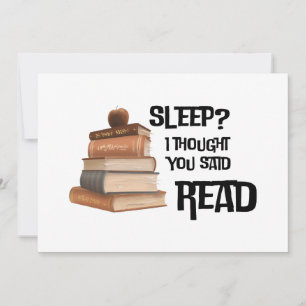 Tarjeta Festiva Cita Divertida de Amante de Libros Dormir Pensé qu
