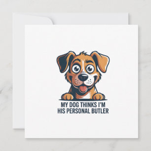 Tarjeta Festiva Cita divertida de perro mayordomo de dibujos anima
