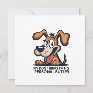 Tarjeta Festiva Cita divertida de perro mayordomo de dibujos anima