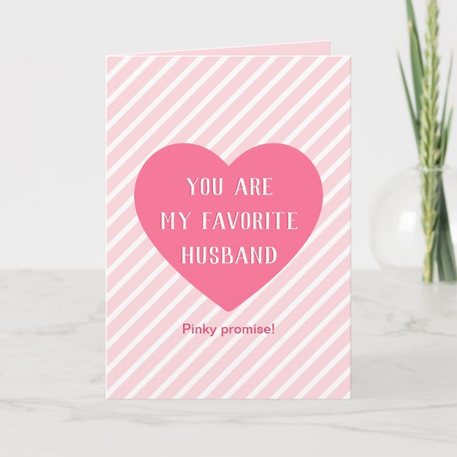 Tarjeta Festiva Cita divertida favorita del marido de Pink Heart V (Anverso)
