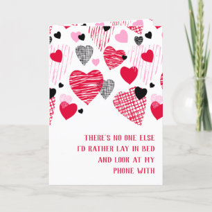 Tarjeta Festiva Cita divertida para el esposo de los corazones roj