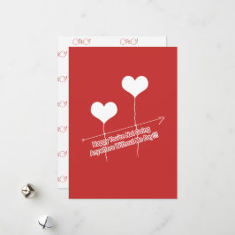 Tarjeta Festiva Cita divertida y globos formados por el corazón