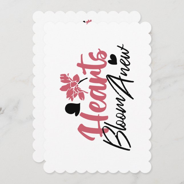 Tarjeta Festiva Cita floral Inspiradora con nuevos corazones (Anverso / Reverso)