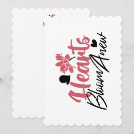Tarjeta Festiva Cita floral Inspiradora con nuevos corazones