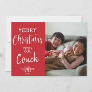 Tarjeta Festiva Cita fotográfica del Personalizado Rojo: "Navidade
