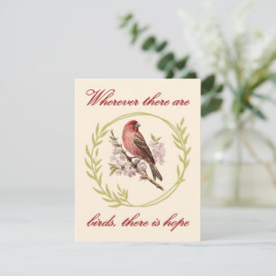 Tarjeta Festiva Cita Inspiradora de pájaros, flor de pájaro