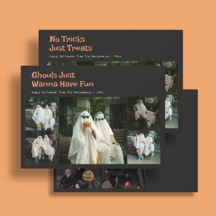 Tarjeta Festiva Cita linda de Halloween 9 Foto familiar Negra