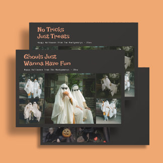 Tarjeta Festiva Cita linda de Halloween 9 Foto familiar Negra
