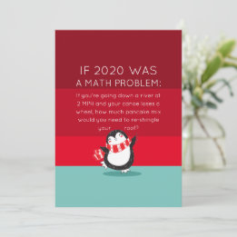 Tarjeta Festiva Cita matemática de Cute Penguin Funny 2020