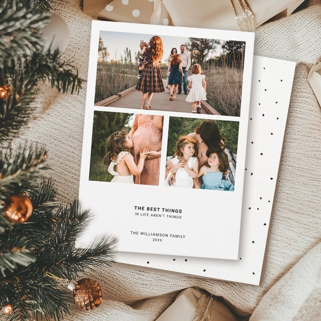 Tarjeta Festiva Cita minimal moderna | Simple collage de 3 fotos (Subido por el creador)