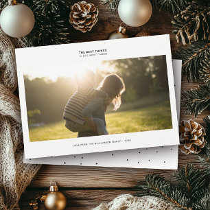 Tarjeta Festiva Cita moderna de gratitud Foto de familia minimal