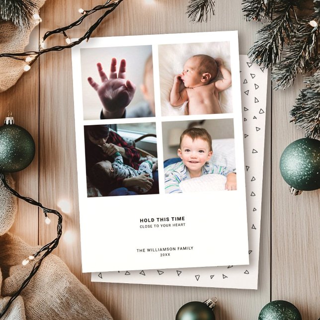 Tarjeta Festiva Cita moderna minimalista | 4 Collage de fotos para (Subido por el creador)