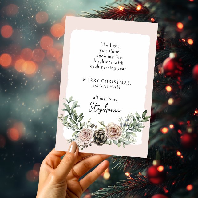 Tarjeta Festiva Cita motivacional de Rosas navidades (Christmas Roses Motivational Quote Holiday Card-2)
