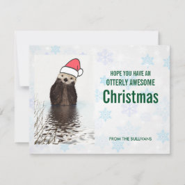 Tarjeta Festiva Cita Otter usando un saludo de Navidades de Santa 