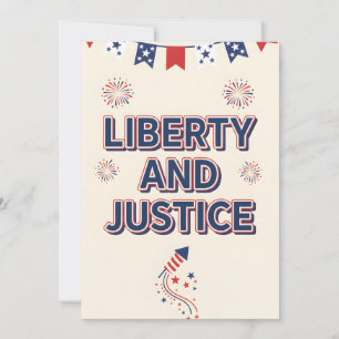 Tarjeta Festiva Cita Patriótica Libertad y Justicia EE. UU. Indepe