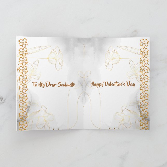 Tarjeta Festiva Cita romántica de amor Soulmate Floral Valentine (Interior)