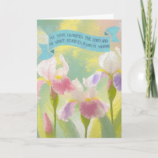 Tarjeta Festiva Citas de Biblia de Fe, pintura de aceite de flores (Anverso)