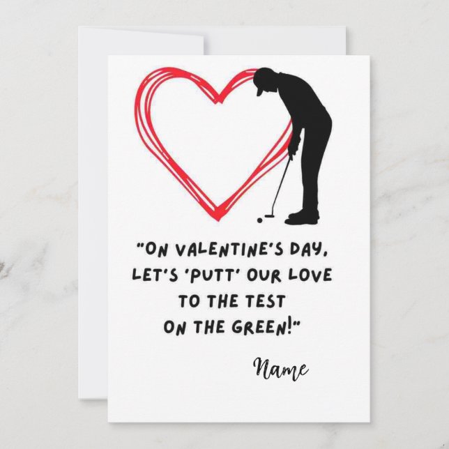 Tarjeta Festiva Citas divertidas de golf para El día de San Valent (Anverso)