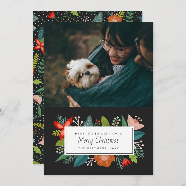 Tarjeta Festiva Cítrico y floral retro en negrita | Foto de vacaci (Anverso / Reverso)