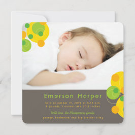 Tarjeta Festiva Citrus Green Bubbly Círculos retro bebé Foto