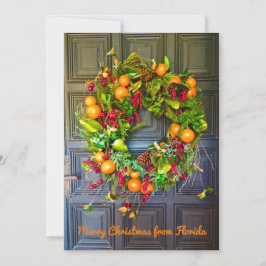 Tarjeta Festiva Citrus Holiday Wreath Bok Gardens Florida