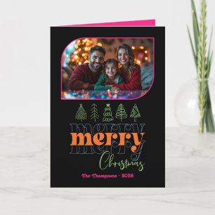 Tarjeta Festiva Citrus Pop Hand Drawing Merry Christmas Photo