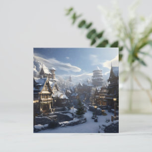 Tarjeta Festiva Ciudad de invierno de Fantasy