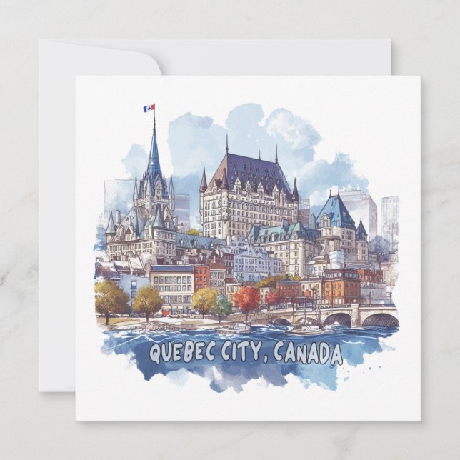 Tarjeta Festiva Ciudad de Quebec Canadá (Anverso)