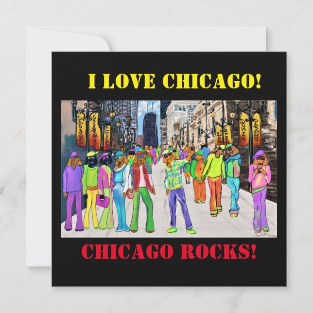 Tarjeta Festiva Ciudad Dog Town Chicago (Anverso)