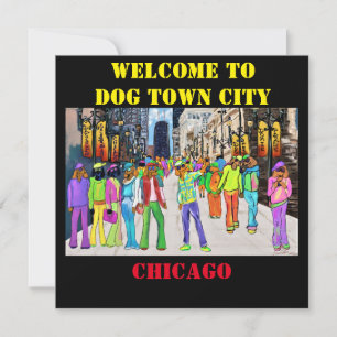 Tarjeta Festiva Ciudad Dog Town Chicago