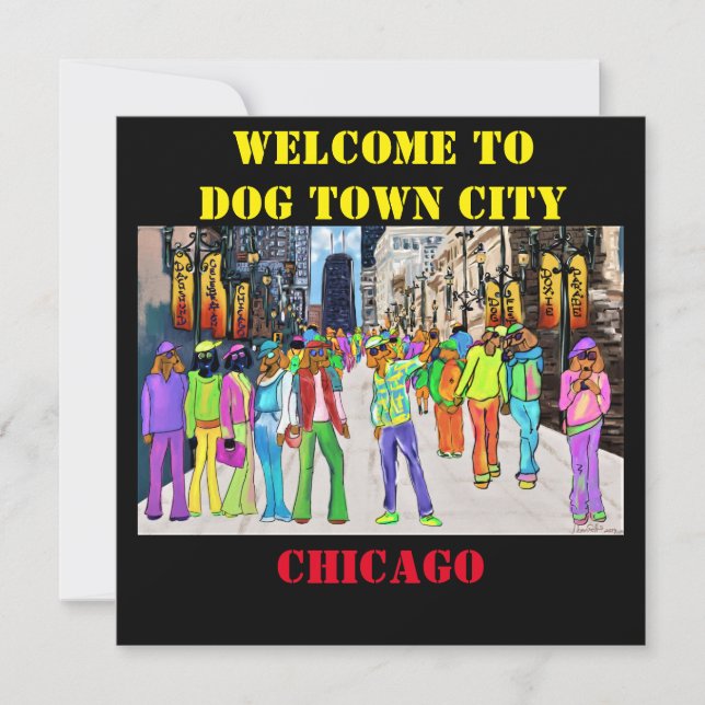 Tarjeta Festiva Ciudad Dog Town Chicago (Anverso)