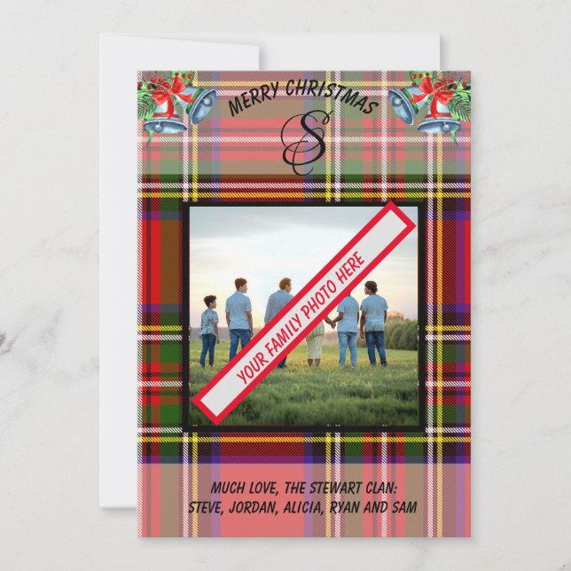 Tarjeta Festiva Clan de Stewart en Escocia: El castillo de Tartán  (Anverso)