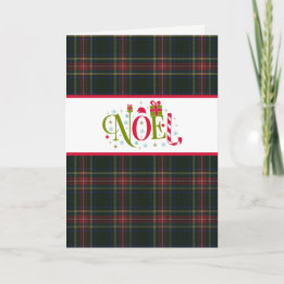 Tarjeta Festiva Clan Stewart Black Tartan Holiday Card