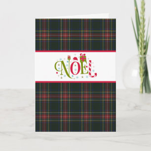 Tarjeta Festiva Clan Stewart Black Tartan Holiday Card