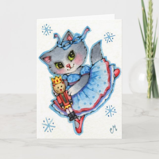 Tarjeta Festiva Clara - Gato de Navidades de cazadores de nueces (Anverso)