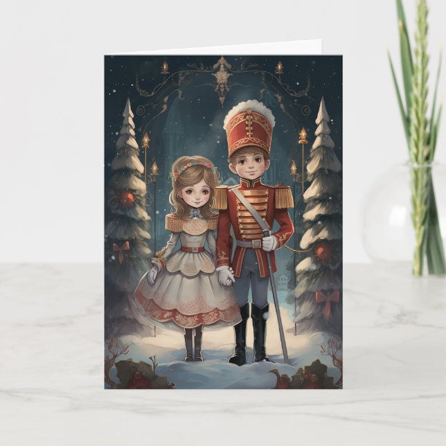 Tarjeta Festiva Clara y los Navidades de ballet de cosecha desnuda (Anverso)