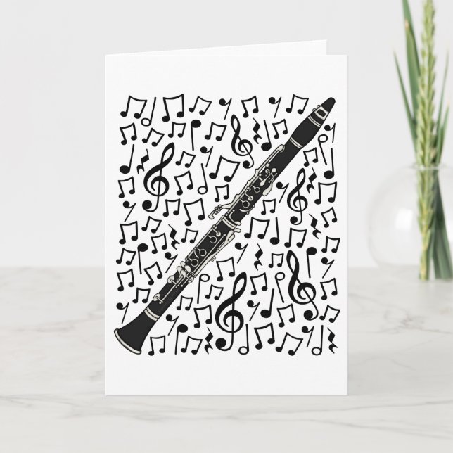Tarjeta Festiva Clarinet Musical Notes Woodwind Music Teacher (Anverso)