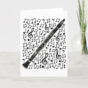 Tarjeta Festiva Clarinet Musical Notes Woodwind Music Teacher