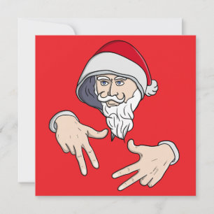 Tarjeta Festiva Claro Santa Claus Hip Hop Gangsta Mano de Rap