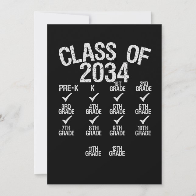 Tarjeta Festiva Clase De 2034 Crecer Con Mí Graduación 6º Grado (Anverso)