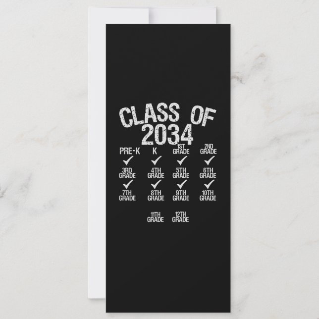 Tarjeta Festiva Clase De 2034 Crecer Con Mí Graduación 6º Grado (Anverso)