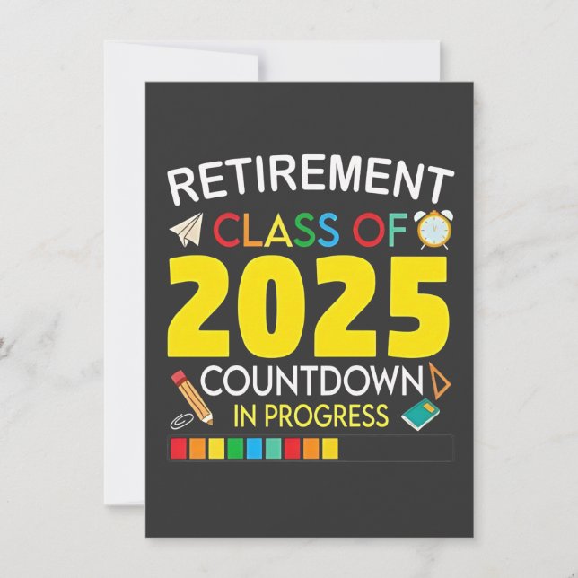 Tarjeta Festiva Clase de Jubilación de 2025 Cuenta regresiva en pr (Anverso)