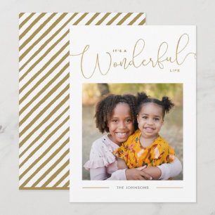 Tarjeta Festiva Clásica caligrafía de guión dorado Vida maravillos